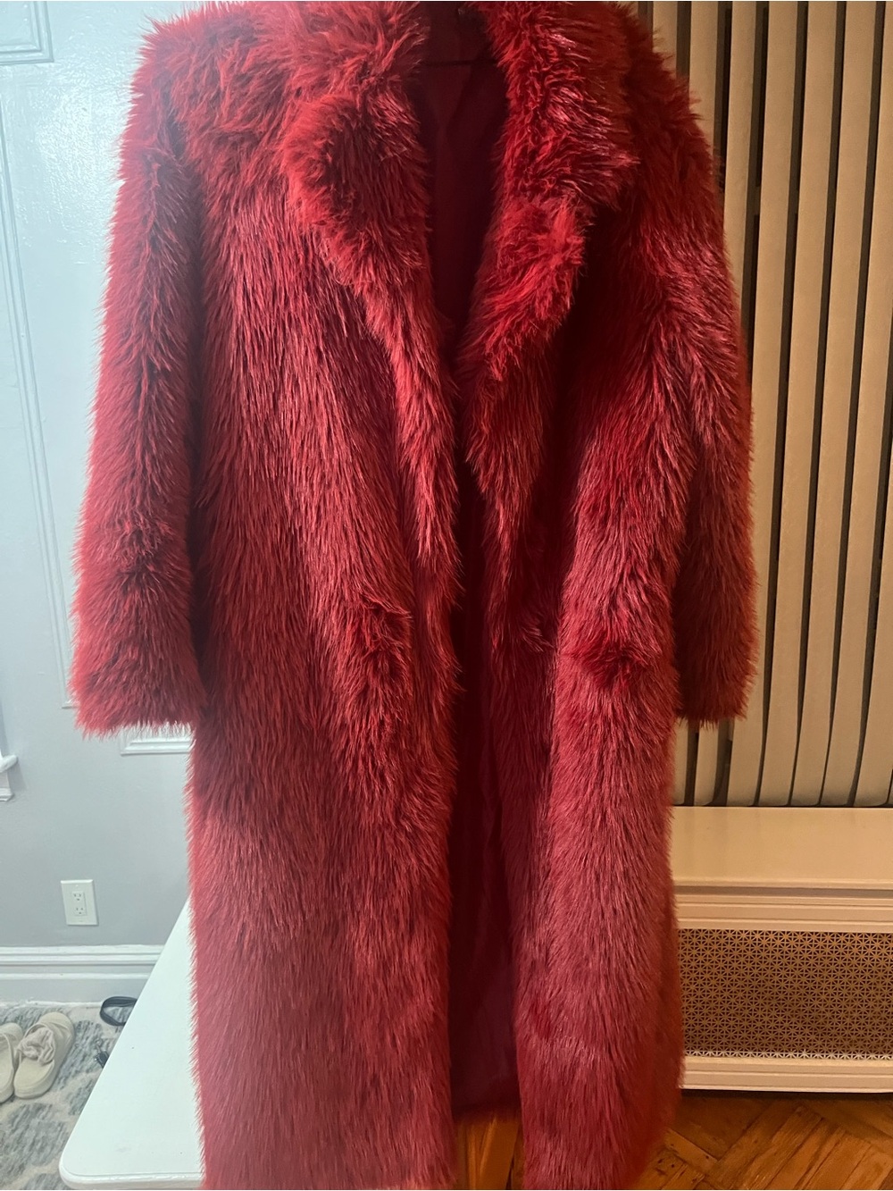 PrettyLittleThing Long Faux Fur Coat in Red